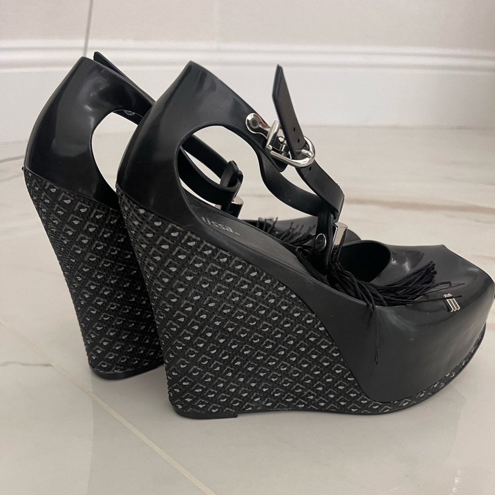 Melissa black jelly wedges size 7